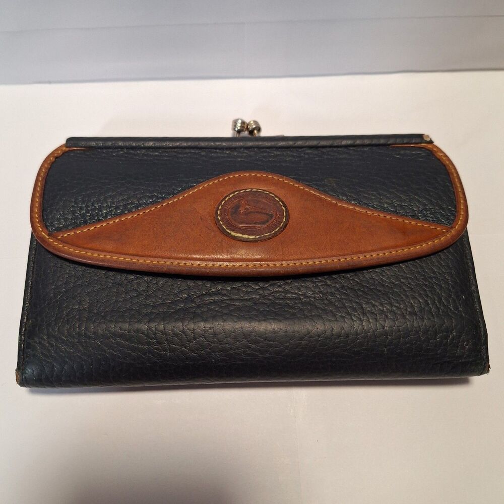 Vintage Dooney & Bourke All Weather Leather Checkbook Organizer Wallet Black